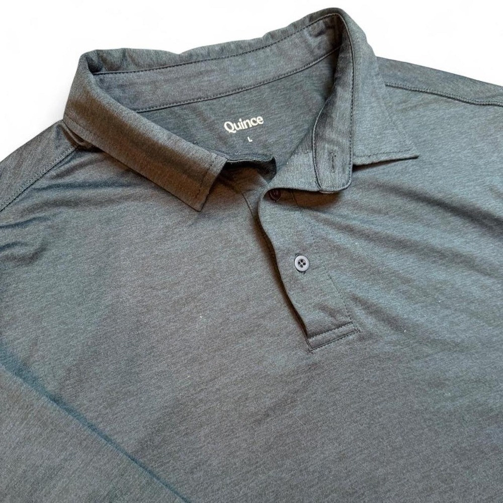 Quince Men's Polo Shirt grayish blue Size Large preppy casual Short Sleeve